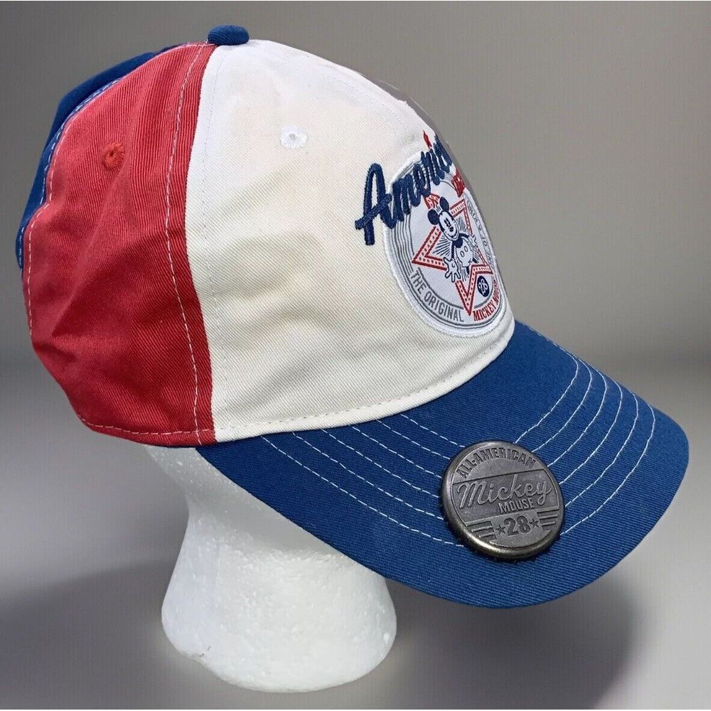 Disney Mickey‎ Mouse American Legend Hat Cap w/Bottle Cap Opener Red White Blue